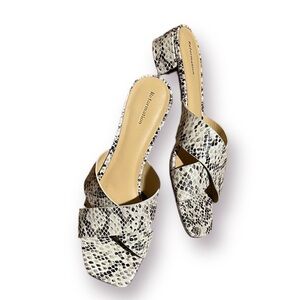 Reformation Snake / Animal Print Embossed Leather Mules / Slide Sandals Size 8